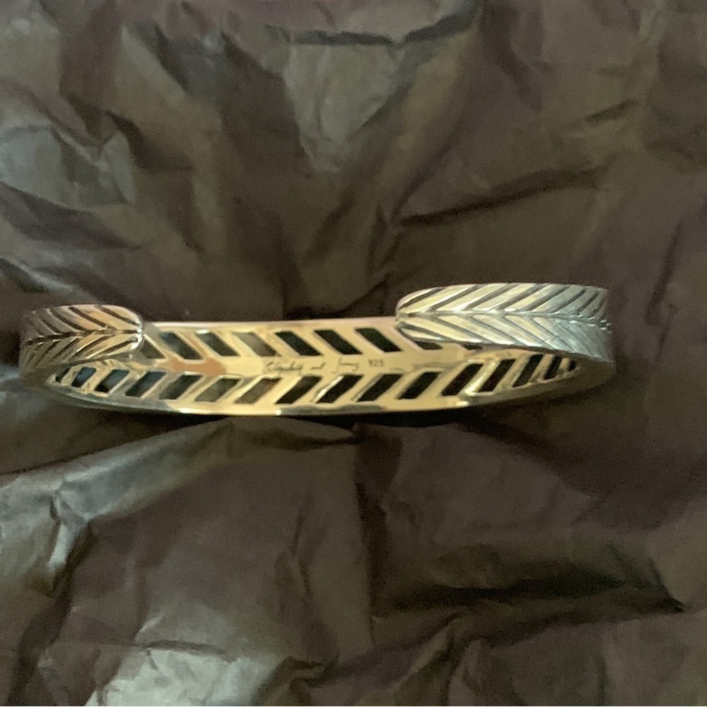 COPY - Elizabeth and James Textured Feather Stud Cuff bracelet sterling silver - Picture 7 of 11